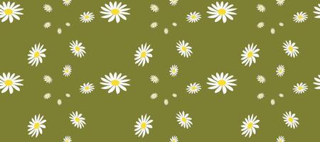 Blossom Daisy Pattern Drawing. Modern Seamless Pattern Background Granny Style. Patchwork Flowers. vector