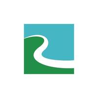 Negative Space R Letter Swoosh River Shape Illustration Logo Template vector
