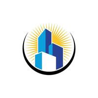 Circle Skyline, Skyscraper and Sun Logo Template Illustration Design. EPS 10. vector