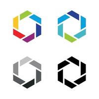 set Colorful Hexagonal Lens Diaphragm Logo Template Illustration Design. EPS 10. vector