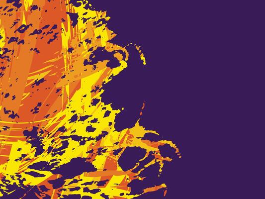 A purple and yellow abstract painting