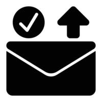 Email Delivered, Message Sent Glyph Solid Icon vector
