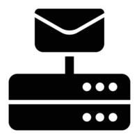 Email Server, Hosting Database Glyph Solid Icon vector
