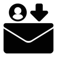 Email Targeting, Targeted User Glyph Solid Icon vector