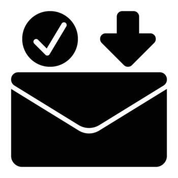 Email Received, Inbox Message Glyph Solid Icon vector