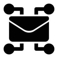 Email Network Glyph Solid Icon vector