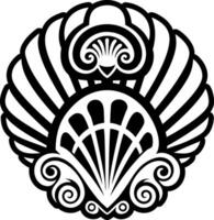 Shell carving tattoo icon in filled style vector