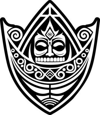 Taino canoe tattoo icon in glyph style