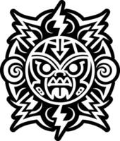Taino pattern with a face inside, glyph style icon vector