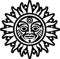 Solid style icon of a taino solar deity vector