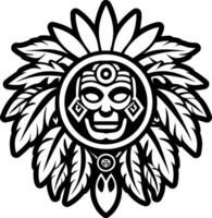 Tribal mask tattoo icon in glyph style vector