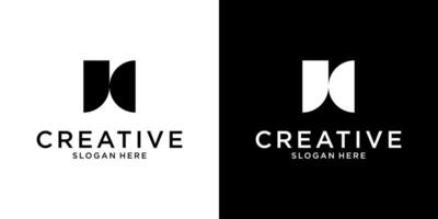 JC or CJ initial letter logo design template vector