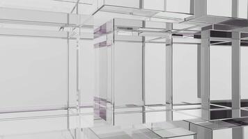 Transparent symmetrical shapes move, creating reflections. Background, texture of moving glass 3d looped animation video