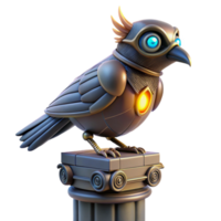 Mechanical Bird on Column with Futuristic Design and Intricate Details png