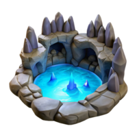 Glowing Crystal Cave Pool with Reflective Waters and Mystical Design png
