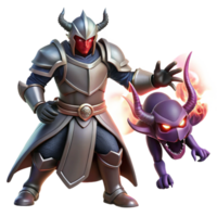 Dark Knight and Imp in a Fantasy Game Art with Enigmatic Elements and Dynamic Action png