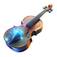 Enchanted Violin A 3D Render of a Glowing String Instrument png
