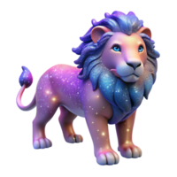 Cosmic Lion A 3D Render of a Sparkling Celestial Cat png