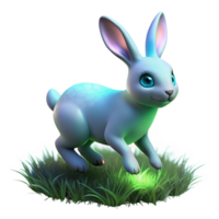 3D Render of an Adorable Bunny Hopping in a Lush Green Meadow png