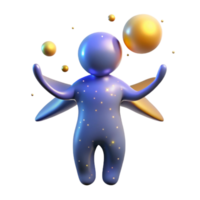 3D Render of Abstract Figurine Juggling Spheres png