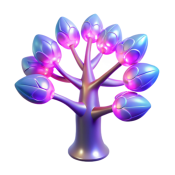 Glowing Tree of Life Abstract 3D Render of a Luminous, Multi Branching Tree png