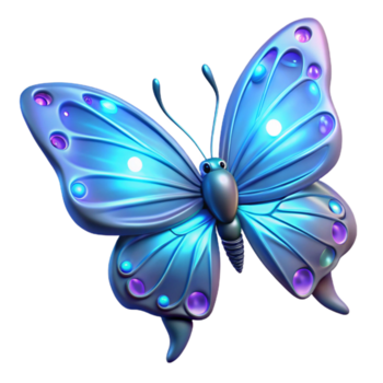 luminoso borboleta 3d render do brilhando inseto png