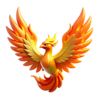 Fiery Phoenix 3D Render of Mythical Bird with Wings Aflame png