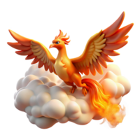 3D Render of a Mythical Firebird Soaring Above Clouds png