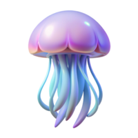 3D Render of a Colorful Jellyfish with Flowing Tentacles png
