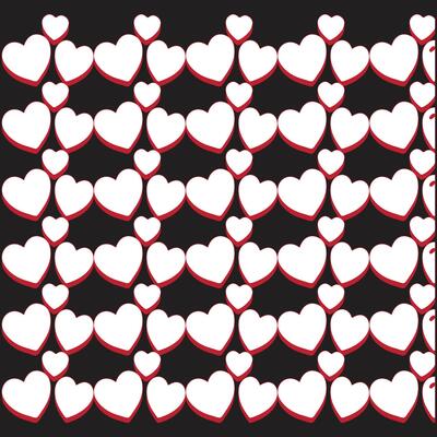 Elegant Black Love Pattern with White and Red Hearts
