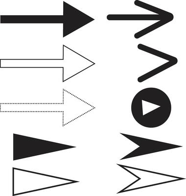 Black and White Arrow Set with Play Button