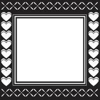 Black and White Border Frame with Hearts and Geometric Patterns vector