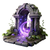 Mystical Stone Archway with Glowing Purple Portal png