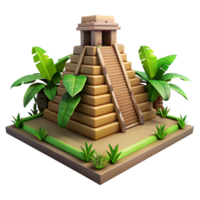 Ancient Pyramid Structure with Tropical Foliage png