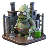 Zombie Creature in a Laboratory with Chemical Experiments png