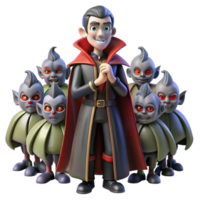 3D Render of a Vampire Lord with his Minion Gremlins png