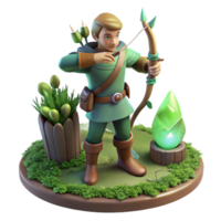 3D Render of Archer in Fantasy Setting with Gem png