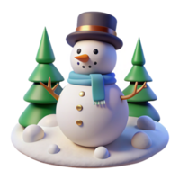Winter Wonderland Snowman 3D Render with Festive Trees png