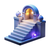 3D Render of Illuminated Staircase with Archway png
