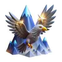 Majestic Eagle Soaring Above Sparkling Mountain Peaks png