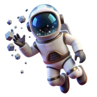 3D Render of Astronaut in Space with Floating Cubes png