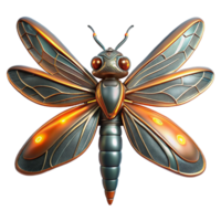 Metallic Insect with Illuminated Wings 3D Render of a Biomechanical Firefly png