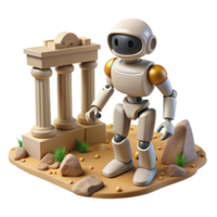 Robot Exploring Ancient Ruins A 3D Render png