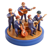 String Quartet Musicians Playing Classical Instruments on Stage png