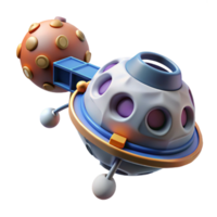 Futuristic Spacecraft Design 3D Render of a Cartoonish Spaceship Exploring Celestial Bodies png