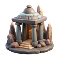Stone Temple 3D Model Ancient Architecture, Game Asset, Fantasy Structure png