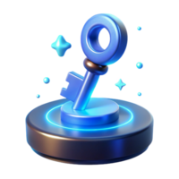 Unlocking Potential A 3D Render of a Glowing Key png