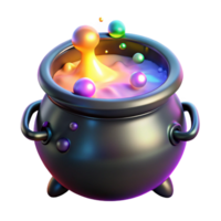 Glowing Cauldron with Colorful Bubbles A 3D Render png