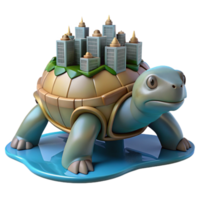 Cityscape on a Tortoise Shell A 3D Render of Urban Development and Slow Progress png