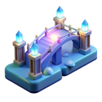 Enchanted Bridge 3D Model of a Fantasy Arch Bridge with Illuminated Towers png
